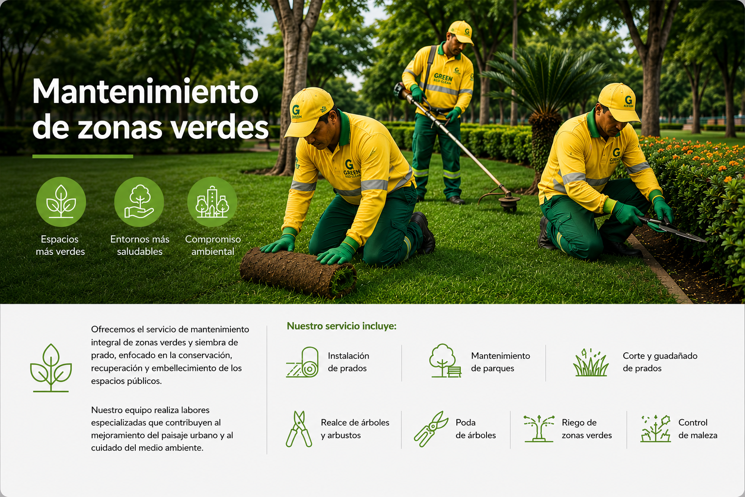 Mantenimiento de zonas verdes — parques, prados y paisaje urbano